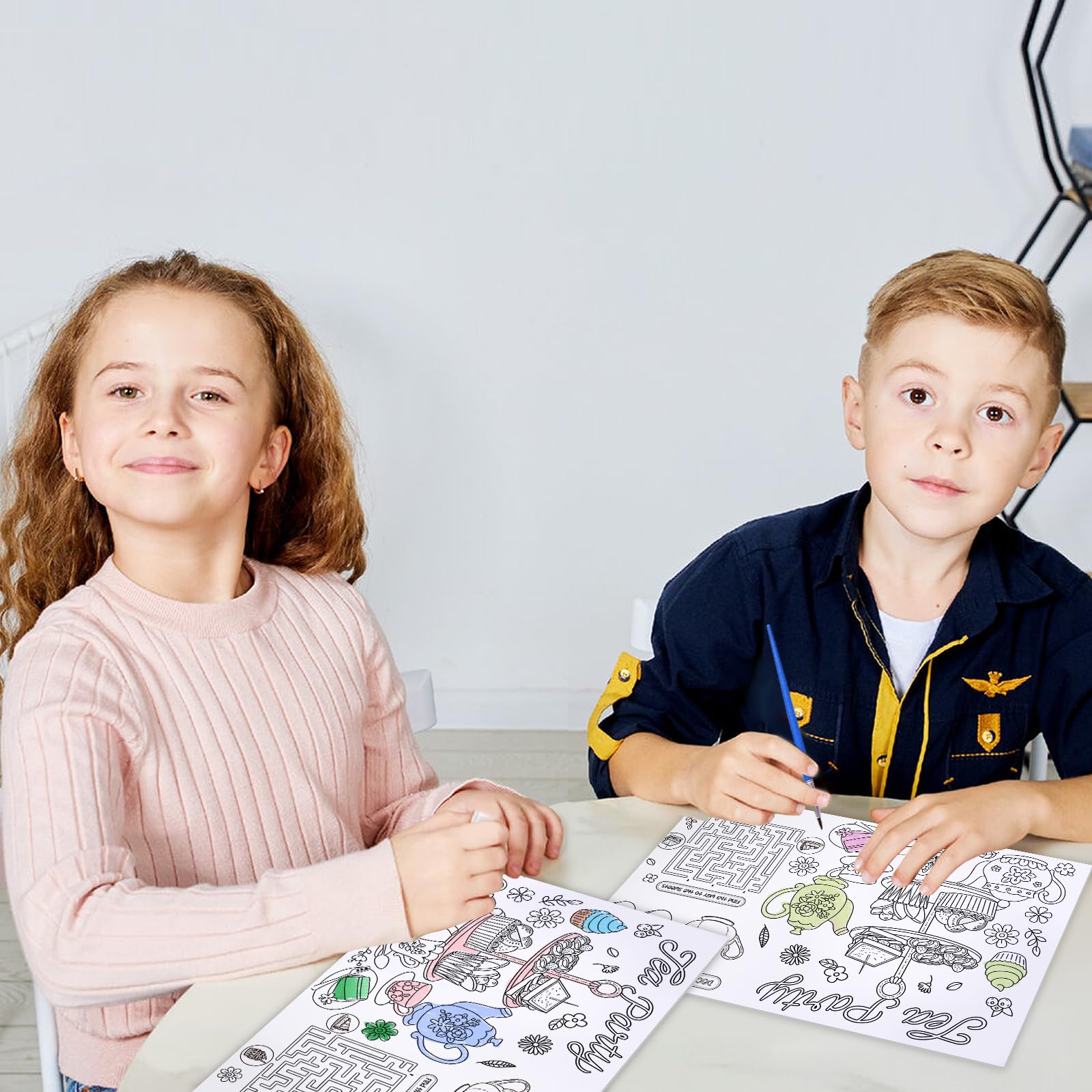 SYUCVQI 24 Pcs Tea Time Coloring Placemats Tea Party Disposable Paper Placemats DIY Drawing Place Mats with Teapot Pattern Party Table Decorations for Birthday Classroom Games Activities Supplies - Image 4