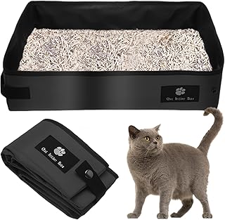 SPORWAY Katzenklo für Reisen, Tragbare Katzentoilette Faltbares Wasserdicht und Atmungsaktiv 45 * 35 * 12,5cm, Cat Litter Box für Auto Reisen Camping - Schwarz