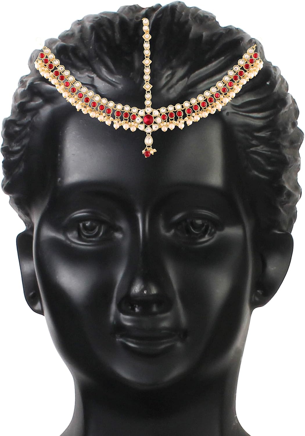 I Jewels Gold Plated Indian Wedding Bollywood Kundan Studded Bridal Matha Patti/Maang Tikka for Women (T204-5)