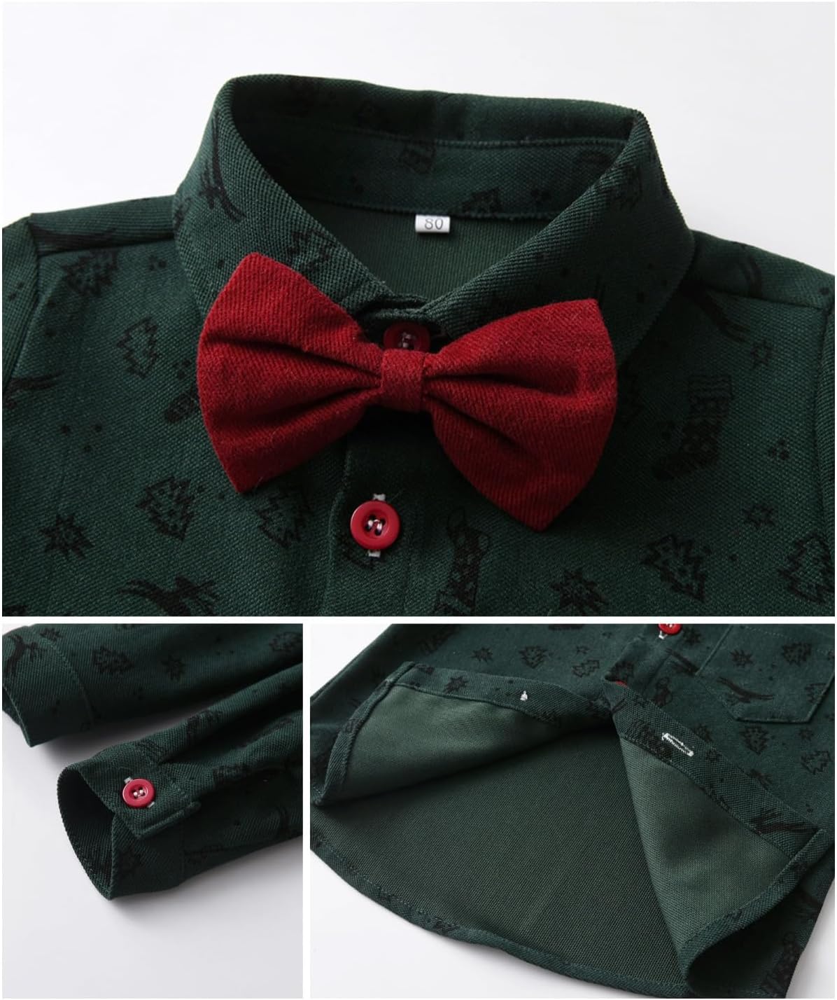 SALNIER Toddler Boy Suit Baby Boys Wedding Dress Outfit Formal Gentleman Clothes Set Dress Shirt Bowtie Suspenders Pants - Image 6