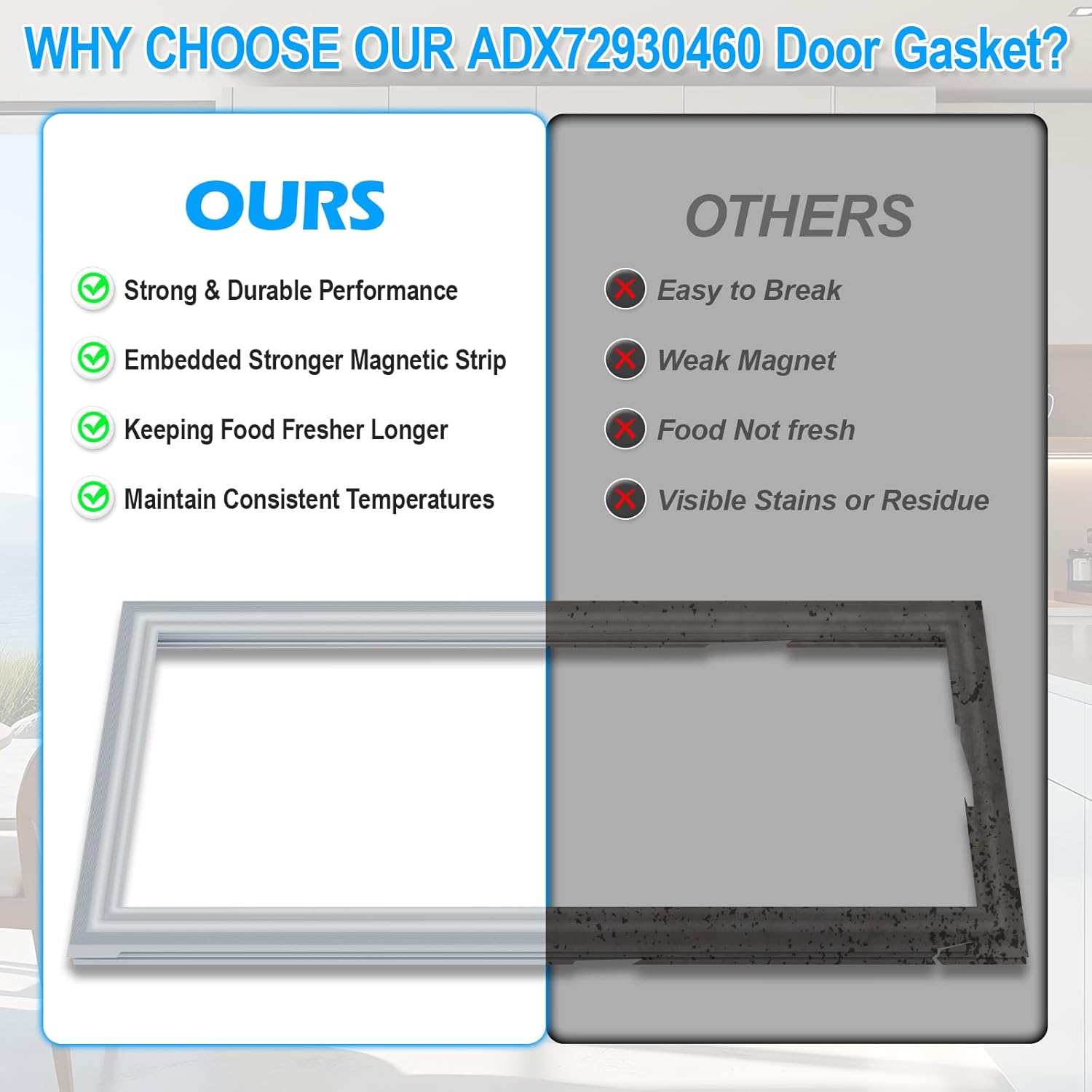Upgraded ADX72930460 Refrigerator Door Gasket Compatible with LG Refrigerator Door Seal ADX72930401 ADX72930413 4987JJ2002T Kenmore Fridge Seal Replacement LFX31925ST LFX31945ST LFXC24726S Gasket Left