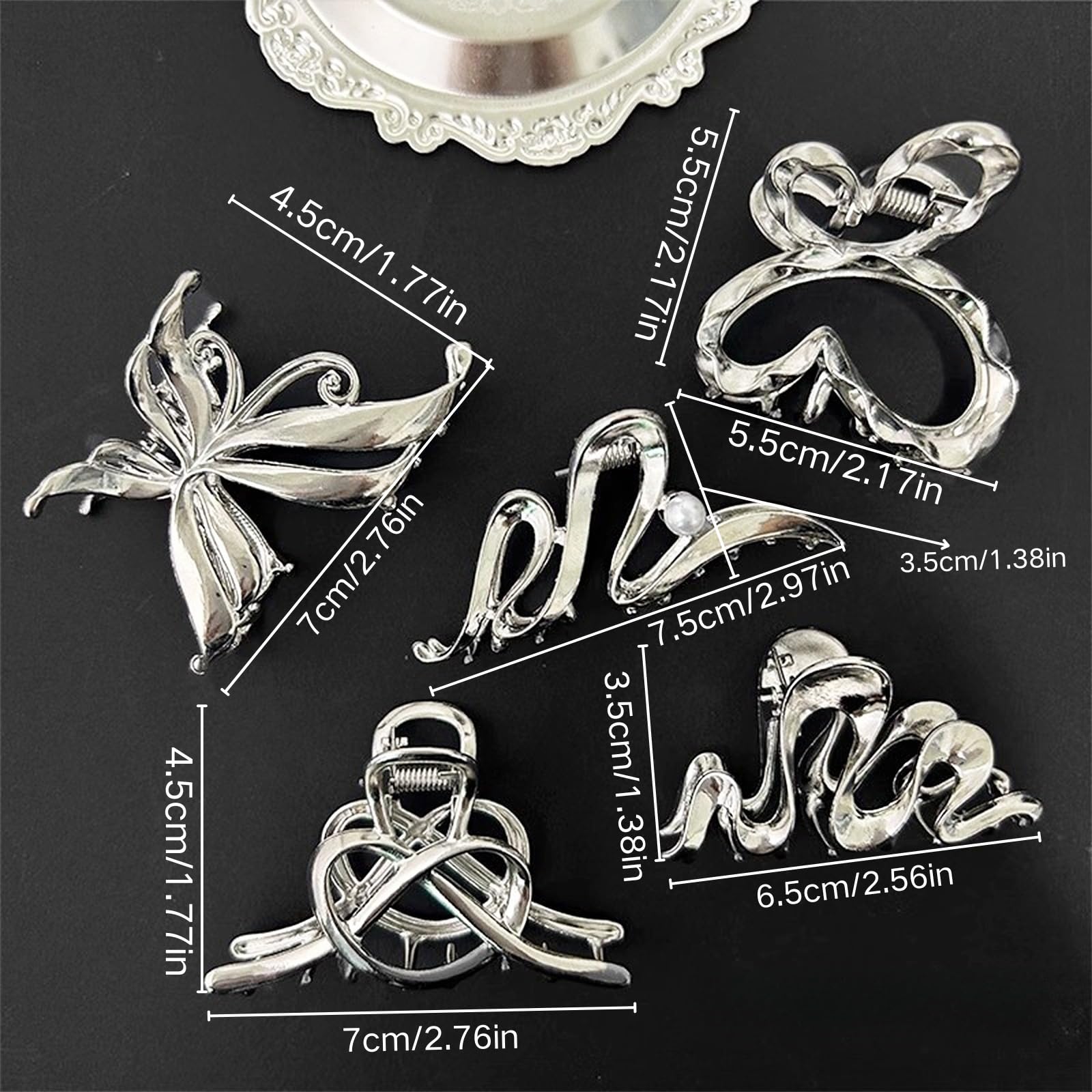 Rannyrane - Pinzas para el pelo de metal con mariposa dorada y cristal perlado, irregulares, grandes, antideslizantes, accesorios para el cabello de serpiente para mujeres (onda de mariposa pequeña