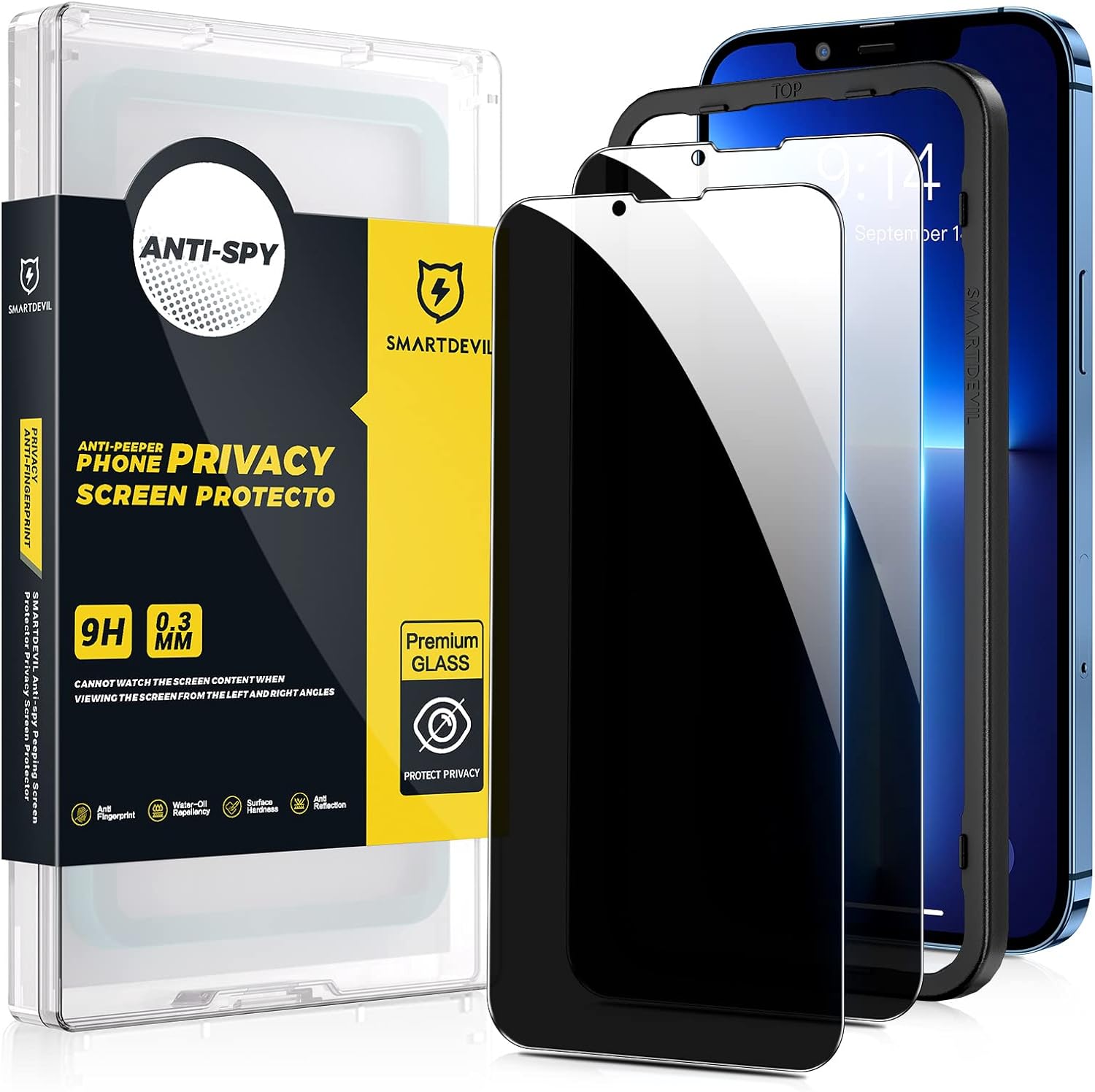 [2 Pack] SMARTDEVIL Privacy Screen Protector for iPhone 13 Pro Max 6.7Inch, [with Easy