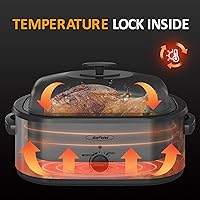 Vista 2 de Sunvivi 24 QT Electric Roaster Oven with Self-Basting Lid, 3 Compartments, and Keep Warm Function, Full-Range Temperature Control (150-450°F)