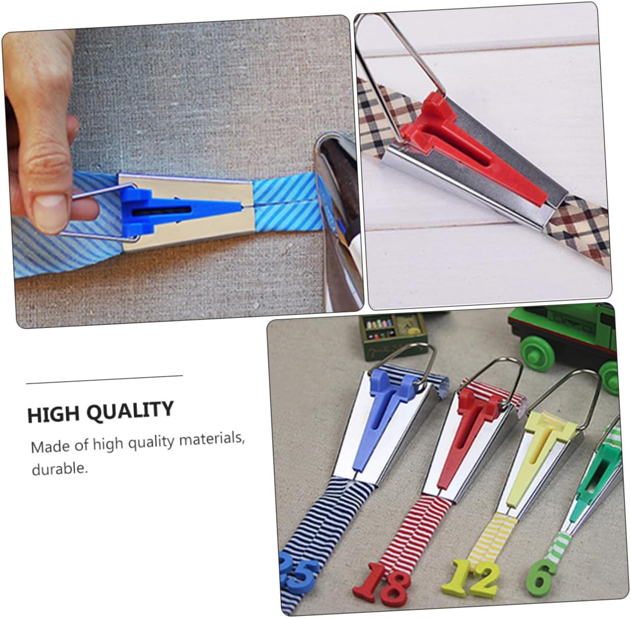 BEBEMOKO 9pcs Bias Tape Maker Set Quilting Tool Fabric DIY Binding Maker Bias Tape