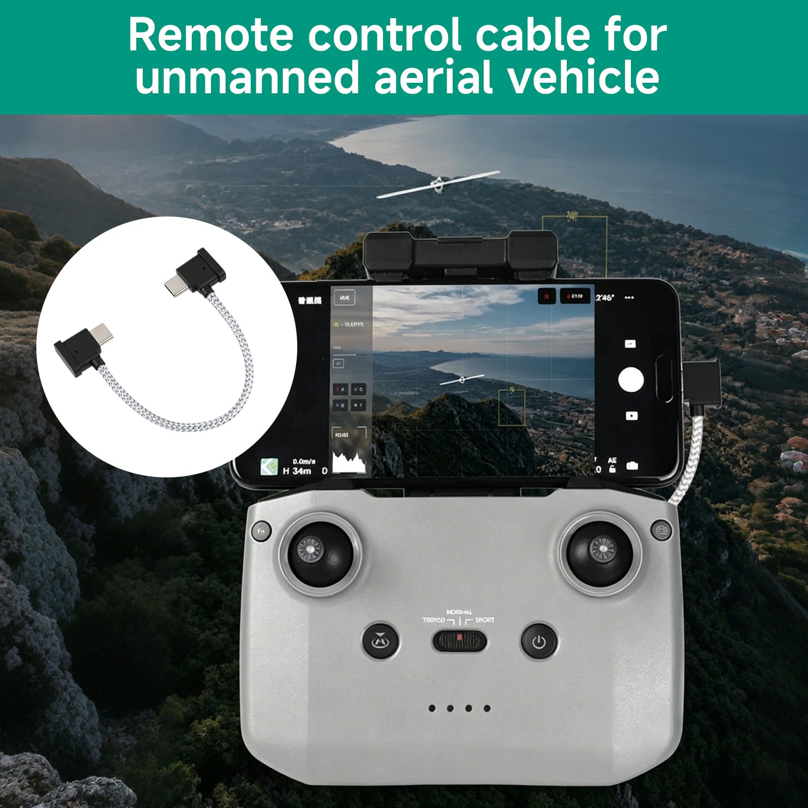 USB C auf USB C Kabel für DJI Mini 2 Mavic 3 Air 2S Mavic Air 2, Fernbedienung Kabel USB C auf USB C OTG RC Geflochtenes USB-C Controller Kabel 15cm Smartphone Tablet Drohnensteuerung Datenübertragung