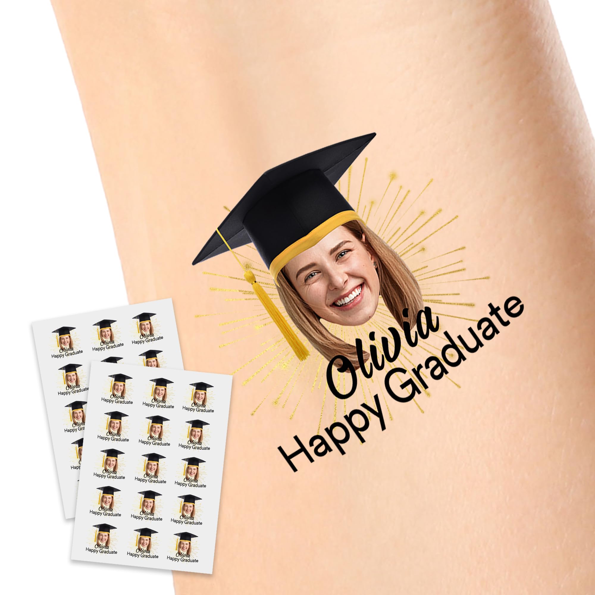 Custom Temporary Tattoos with Photo Face Name Logo Text Personalized Tattoo for Women Men Make Your Own Temporary Tattoos Gift for Birthday Party