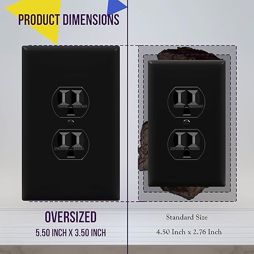 Miniatura 87 de ENERLITES Placa de pared dúplex para toma de receptáculo, cubierta de toma de corriente eléctrica, acabado brillante, tamaño mediano de 1 banda