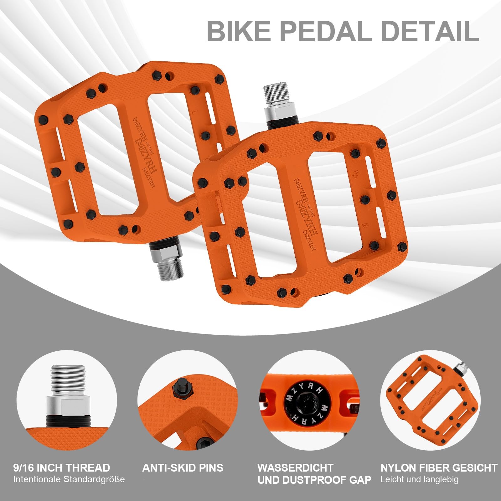 Pedali Per Bicicletta Bambini MZYRH In Alluminio Con Riflettori - Antiscivolo, 9/16', Leggeri E Resistenti Per MTB, BMX E Bici Da Strada