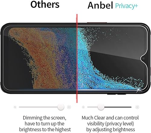 Vista 7 de [Paquete de 2] Protector de pantalla de privacidad diseñado para Galaxy Xcover6 Pro, película ultra HD de vidrio templado, antiespía, dureza 9H