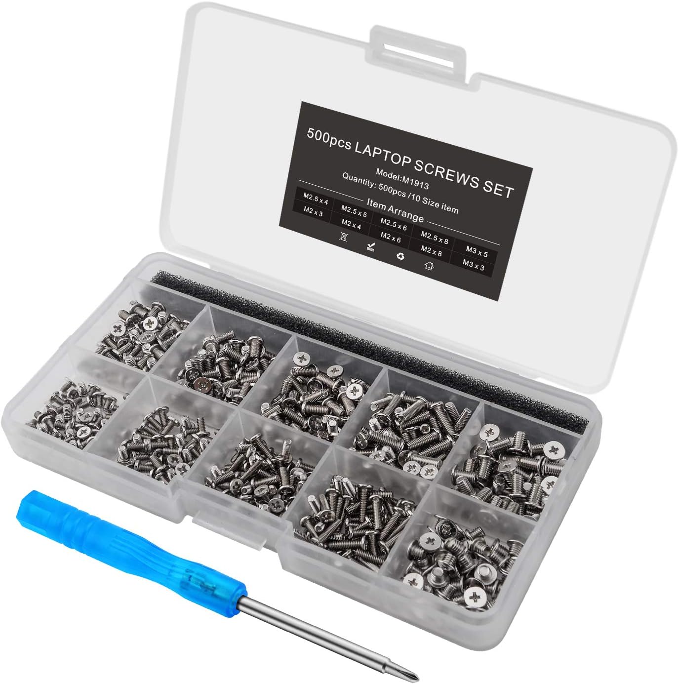 Mcsher 500pcs Laptop Notebook Screws Set Kit for IBM HP Dell Lenovo SAMSUNG Sony Toshiba Acer Gateway with Screwdriver - Silver - Image 5