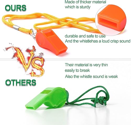 Miniatura 4 de SANNIX Paquete de 7 silbatos, silbatos para entrenadores con cordón, silbatos deportivos de sonido fuerte y nítido para árbitros, entrenamiento,