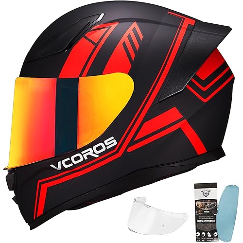 VCOROS Motorcycle Full Face Helmet for Unisex-Adults DOT Approved WS-609 Motorbike Street Bike Racing Helmets