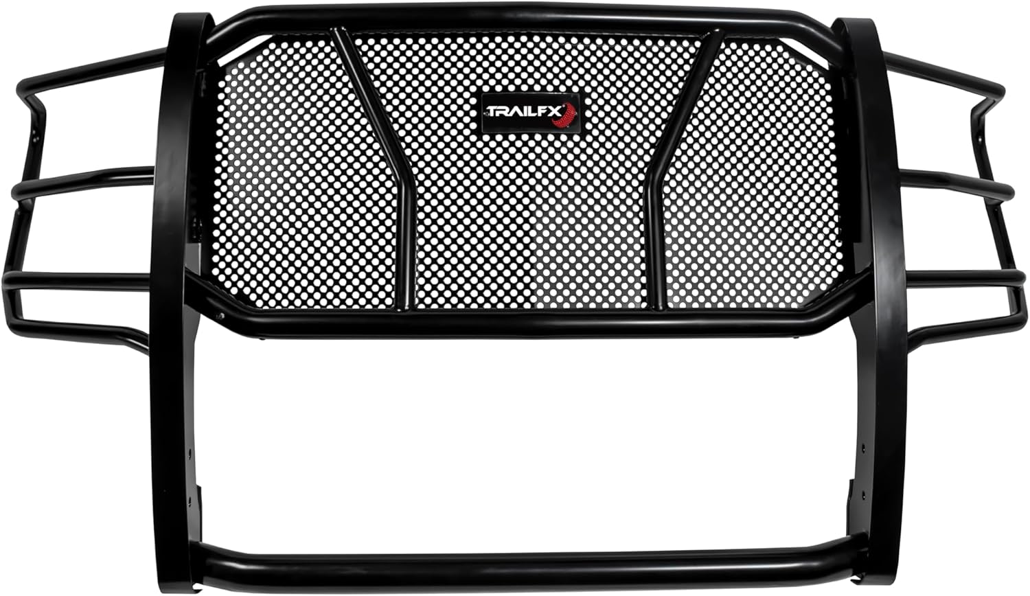 TrailFX Grille Guard Fits Chevrolet Silverado 2500 HD and 3500 HD 2020-2023 One Piece Black Matte Powder Coated Steel 2 Inch Tubing with Brush Guard and Punch Plate TrailFX E0516B