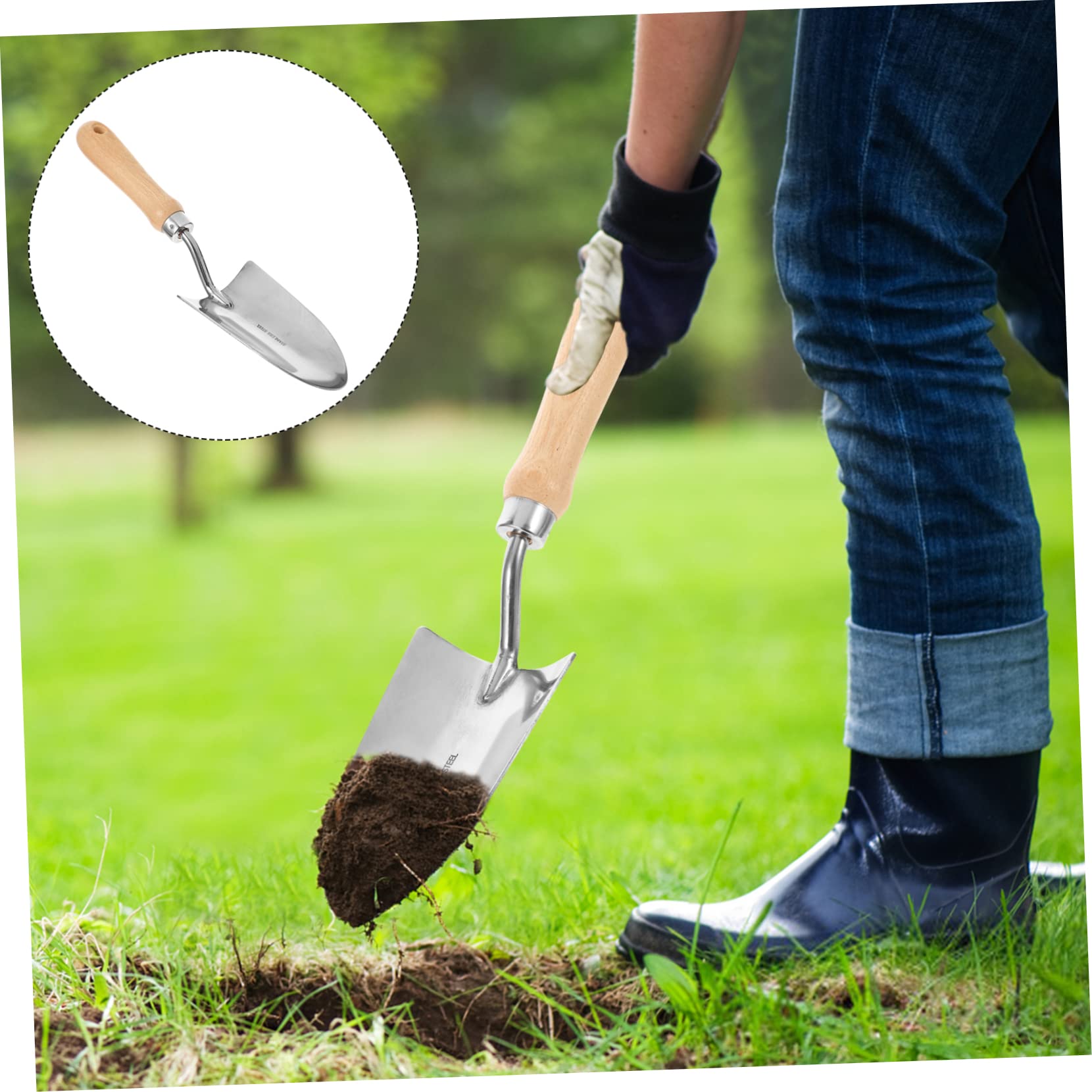 INOOMP 2stücke Multi-funktions-gartenwerkzeug Edelstahl-gartenkelle Mit Ergonomischem Holzgriff Für Pflanzen Umpflanzen Und Jäten Im Freien Für Blumen Und Bonsai
