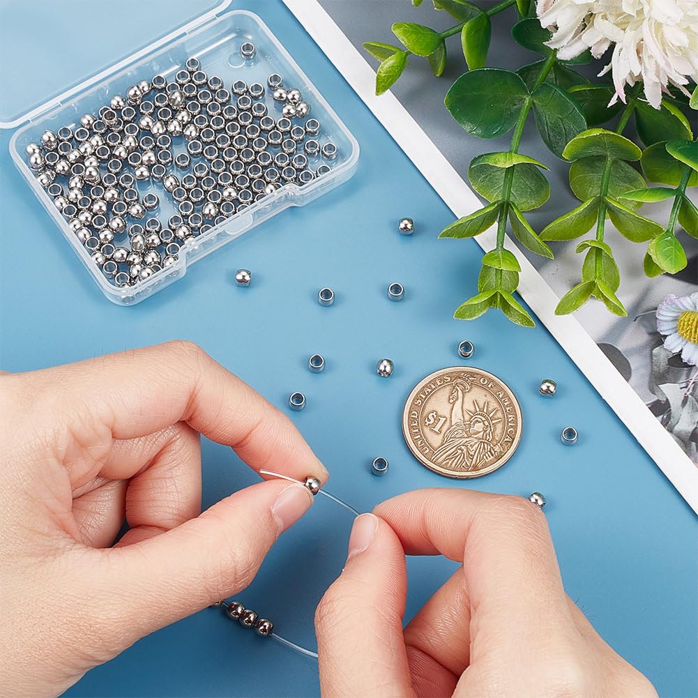 UNICRAFTALE About 200pcs Rondelle Spacer Beads 2.5mm Diameter Stainless Steel Loose Beads Round Beads Metal Spacer Bead Small Smooth Beads Finding for DIY Bracelet Necklace Jewelry Making - Image 4