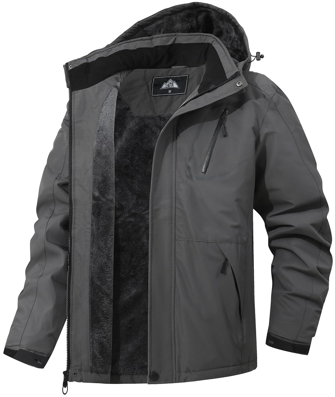 Mens Mountain Winter Coat Warm Fleece Ski Snow Jacket Waterproof Raincoat with Hood