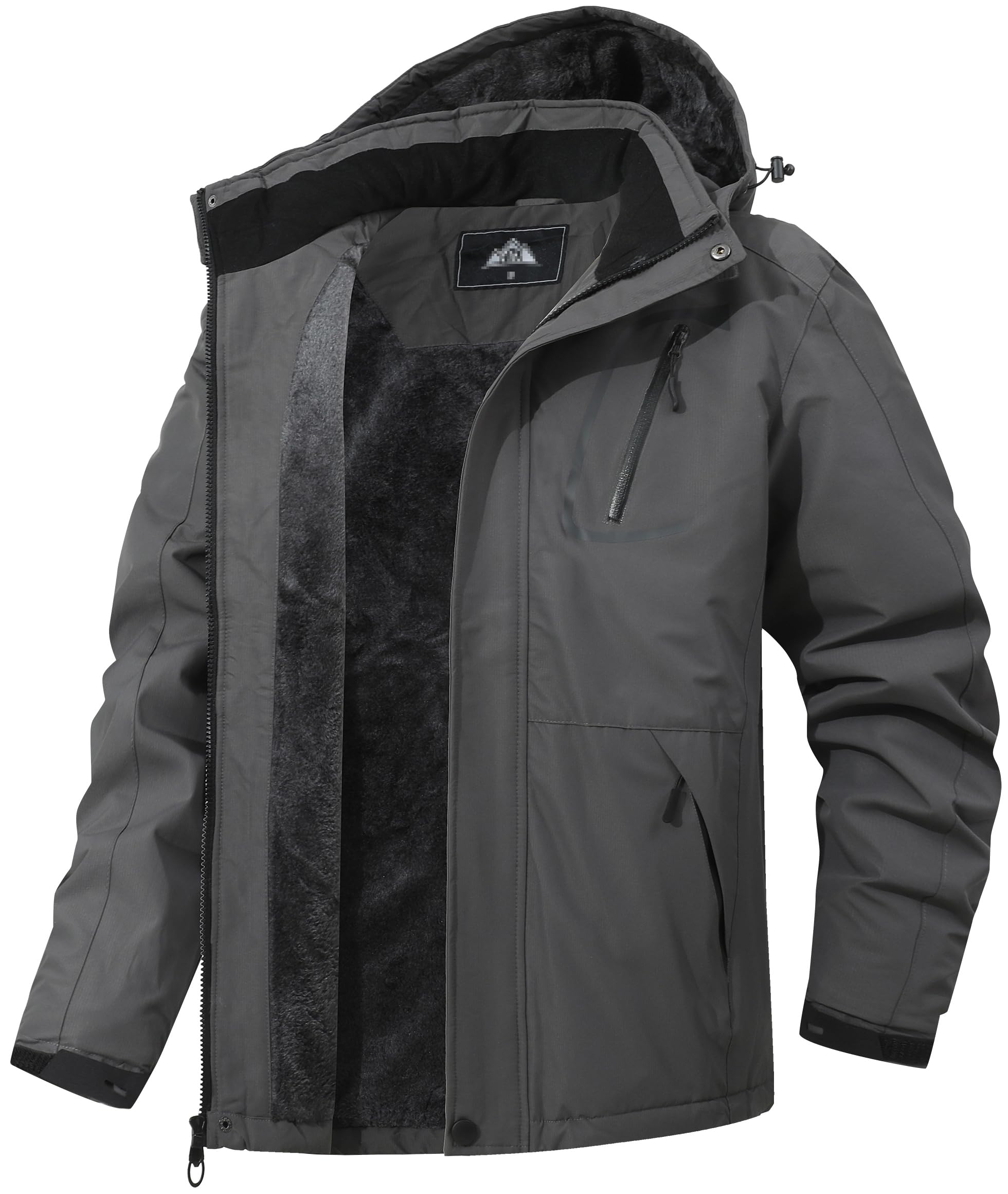 Mens Mountain Winter Coat Warm Fleece Ski Snow Jacket Waterproof Raincoat with Hood