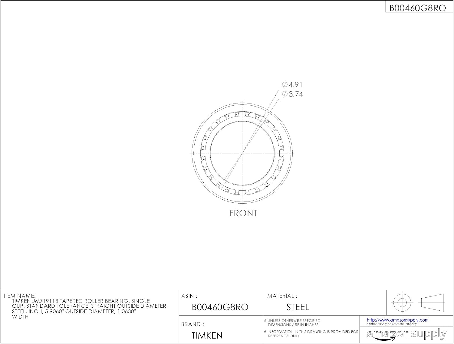 Timken Tapered Roller Bearing Cup - JM719113