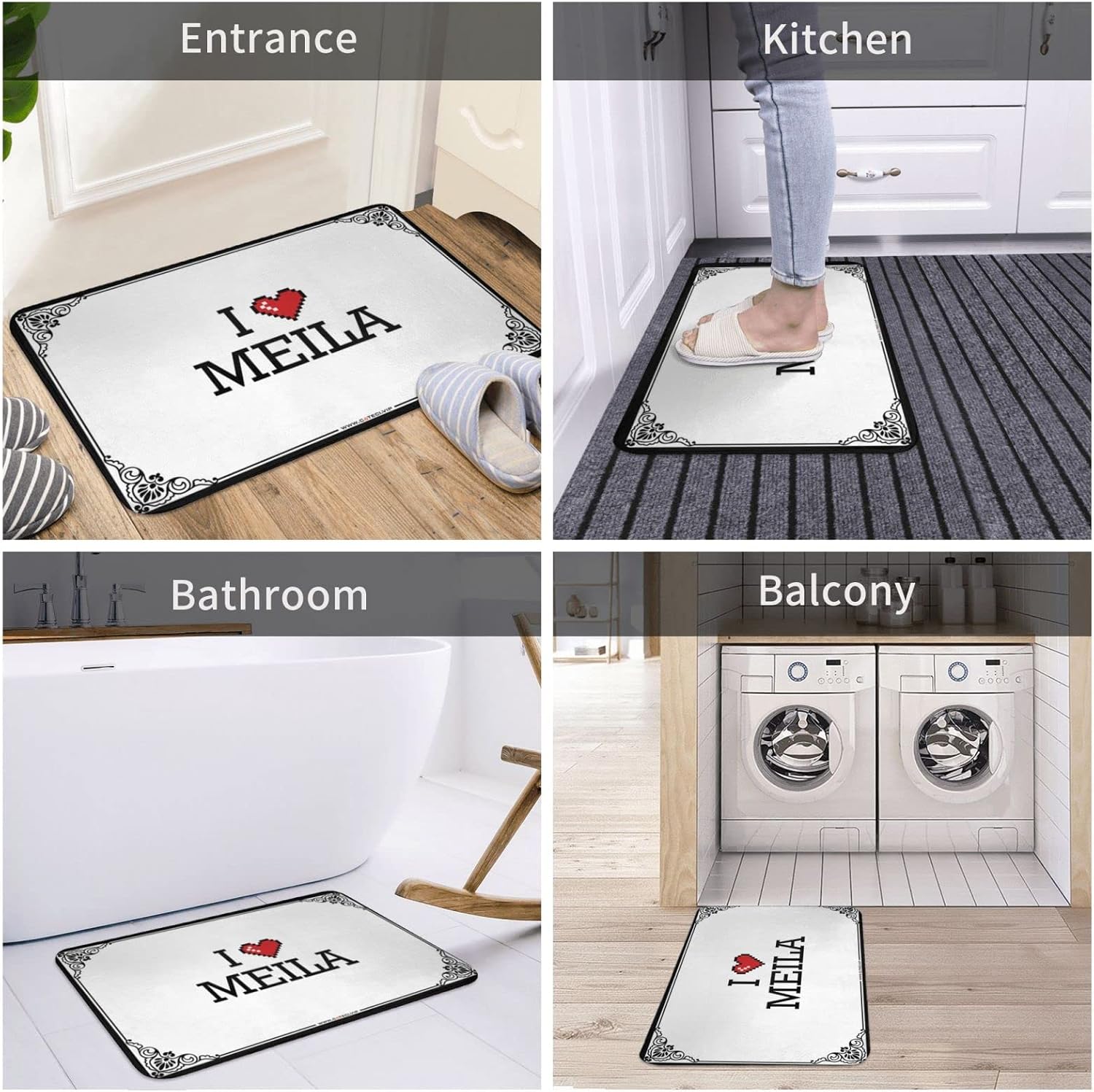 Funny Welcome Mats for Front Door I Love Meila Doormat Outdoor Spring Rug Outdoor Decorations for Patio (Color : Colour, Size : 65X90CM)