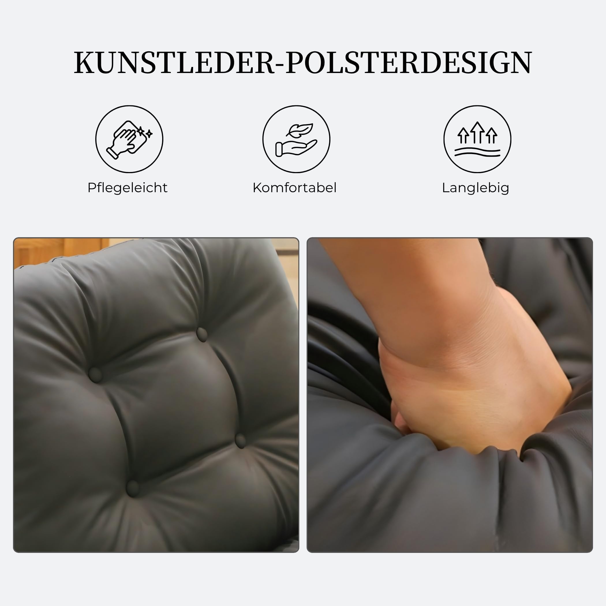 Fauteuil lounge en cuir synthétique avec structure chromée