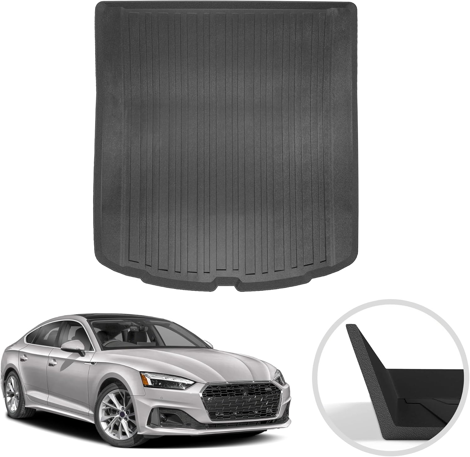 Premium Cargo Liner for Audi A5 Sportback S5 2018-2026 - 100% Protection - Custom Fit Car Trunk Mat - All-Season Black Cargo Mat - 3D Shaped Laser Measured Trunk Liners for Audi A5 Coupe