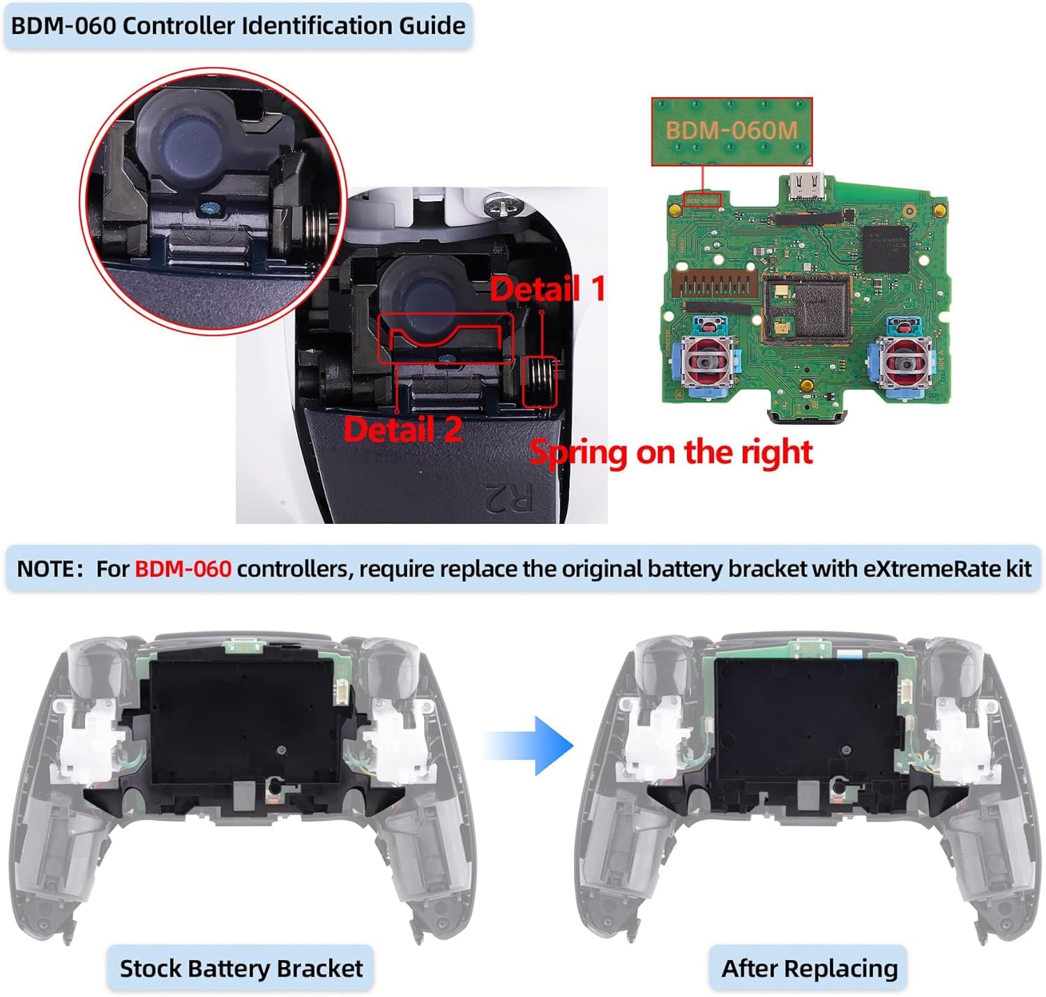 eXtremeRate Cover Posteriore per ps5 Controller BDM-010 020 030 040 050 060,Custodia Grip Gomma Scocca Copertura Ricambio Compatibile con ps5 Controller-Bianco&Nero