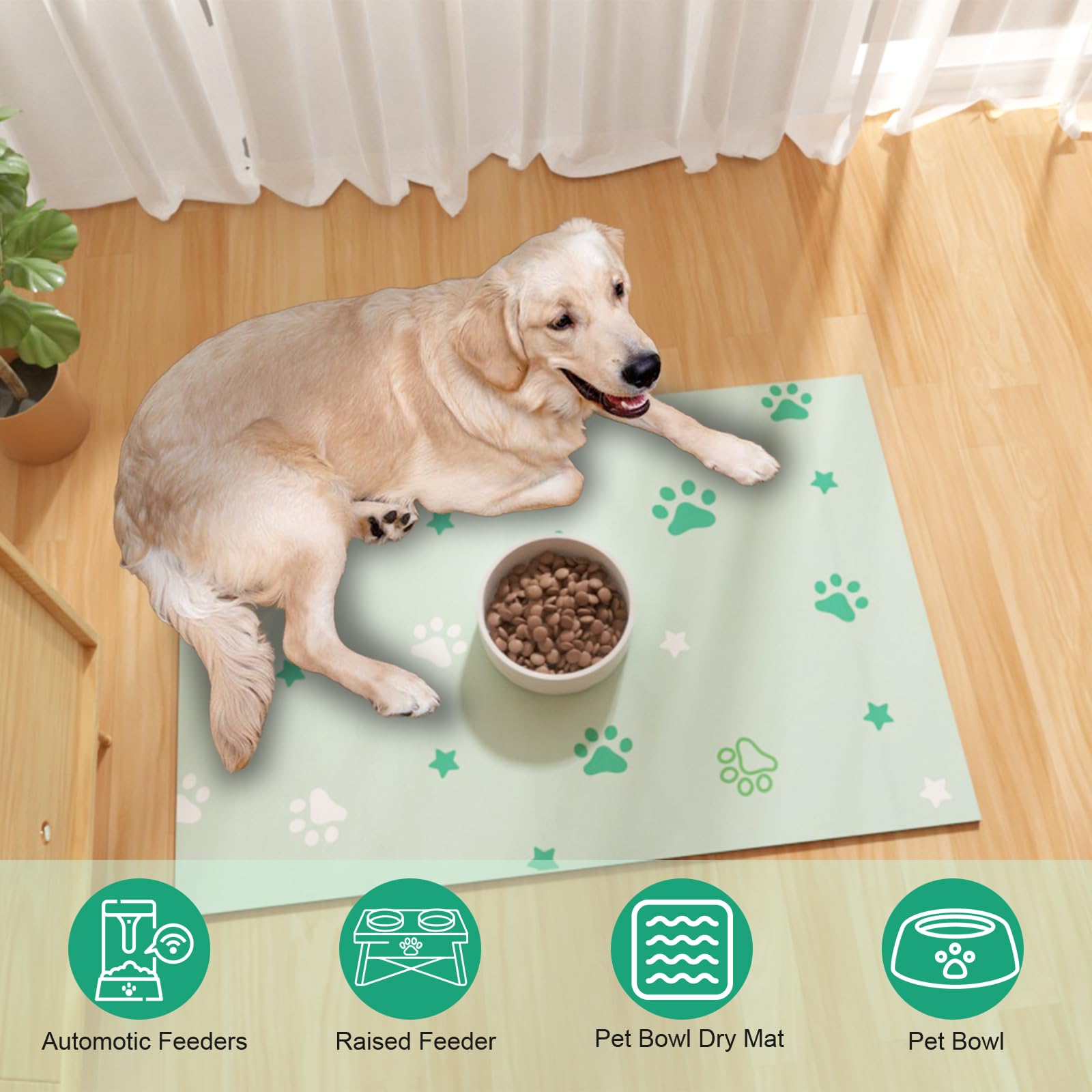 Tappetini per alimentazione animali domestici 40x60cm, tappetino assorbente per cibo e acqua per cani, tappetino in gomma per ciotole per cani