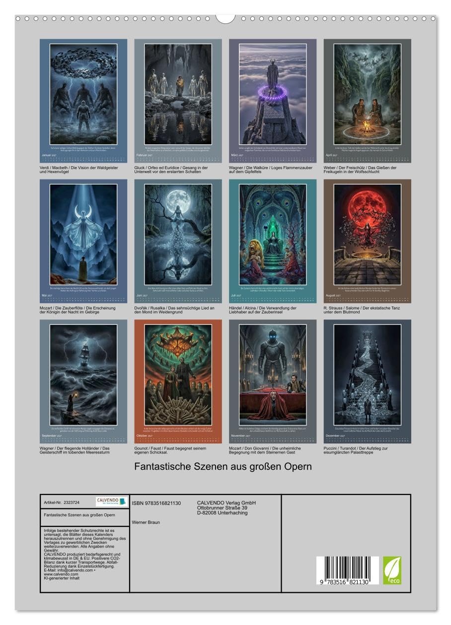 Fantastische Szenen aus großen Opern (hochwertiger Premium Wandkalender 2027 DIN A2 hoch), Kunstdruck in Hochglanz: Opernträume neu erschaffen (CALVENDO Kunst)