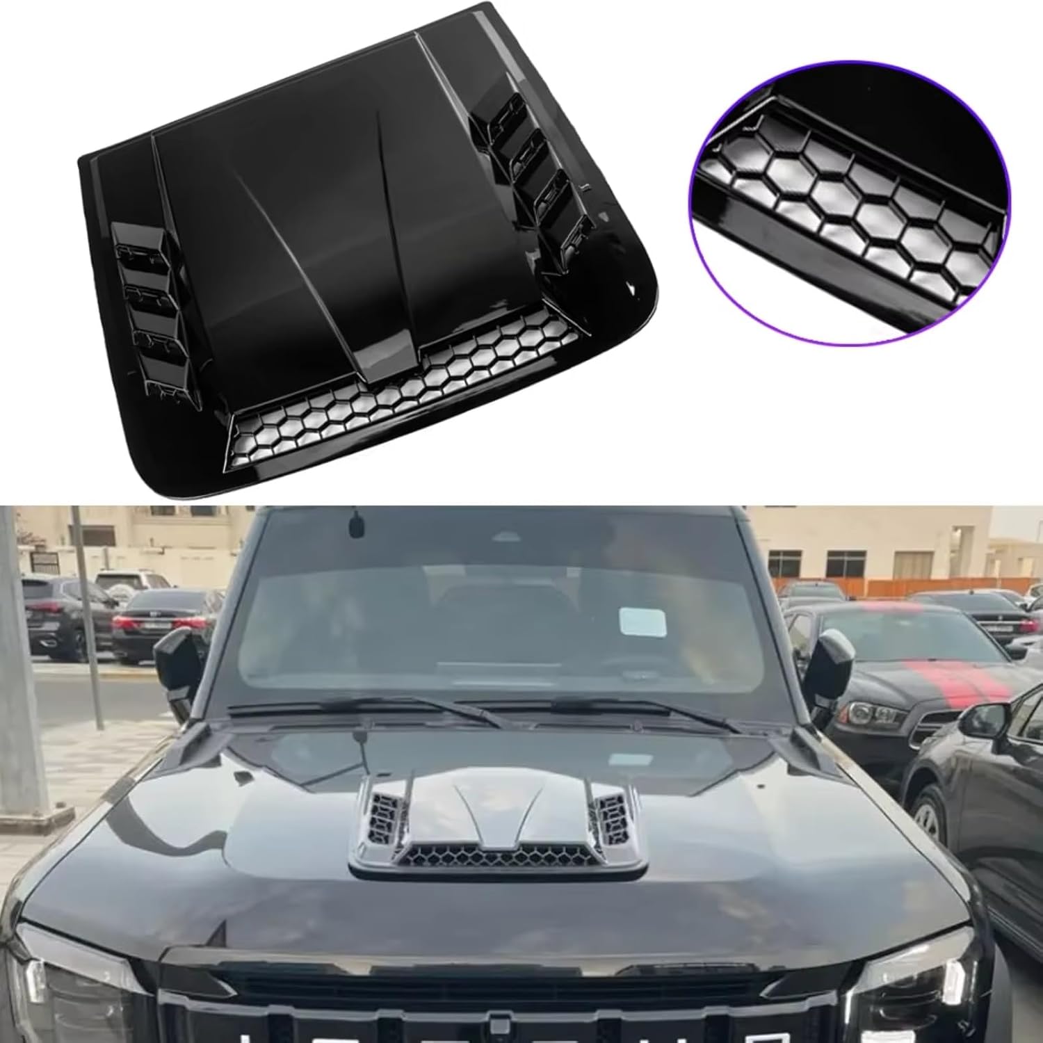 Hood Scoops Car Hood Decorative Stickers Universal Front Engine Air Flow Intake Scoop Vent Bonnet Cover Accessory Auto Exterior Makeover