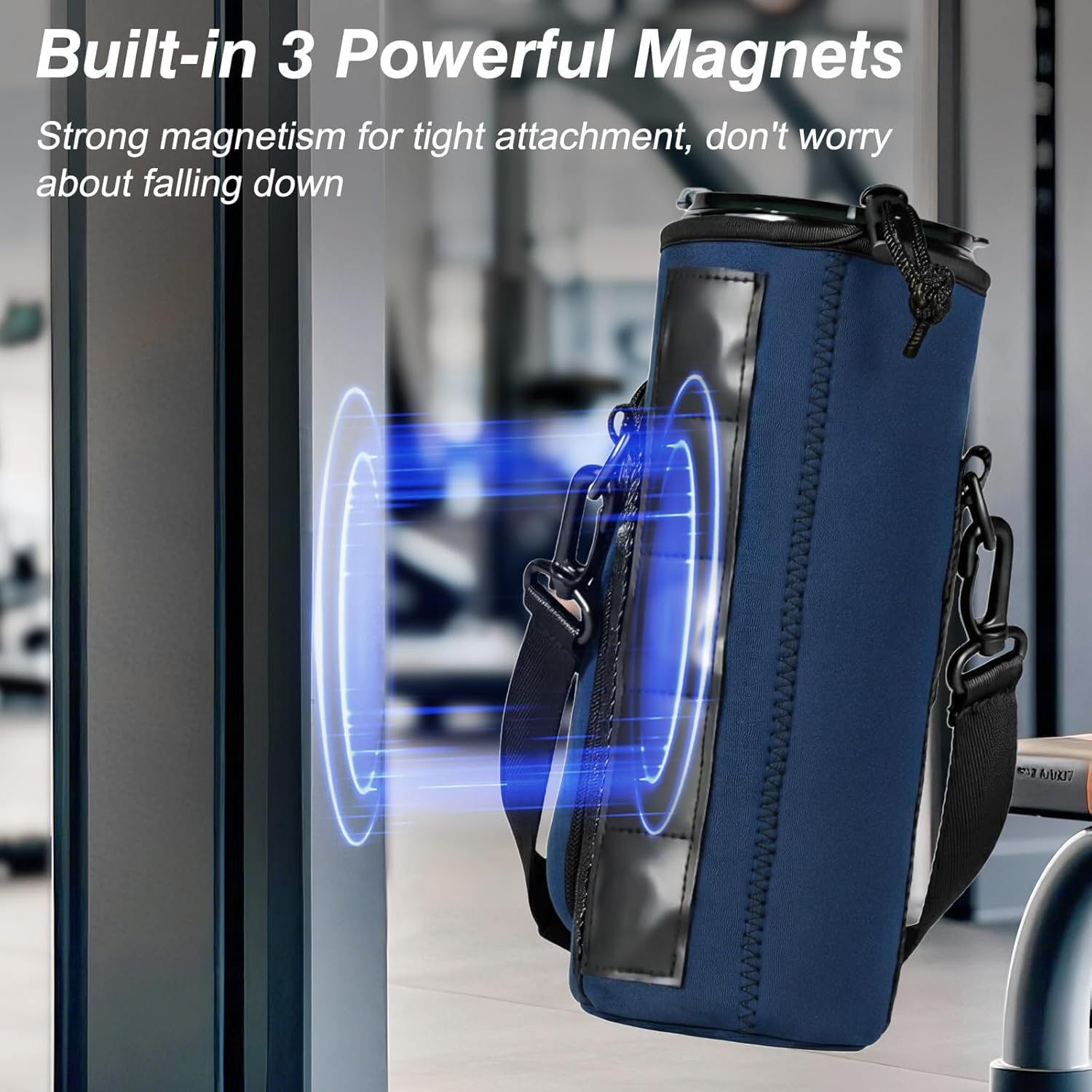 Nuovoware Water Bottle Carrier Bag,25oz/40oz/64oz Bottle Pouch Holder,Adjustable Shoulder Hand Strap 2 Pocket Sling Neoprene Sleeve Sports Accessories for Hiking Travelling Camping - Image 2