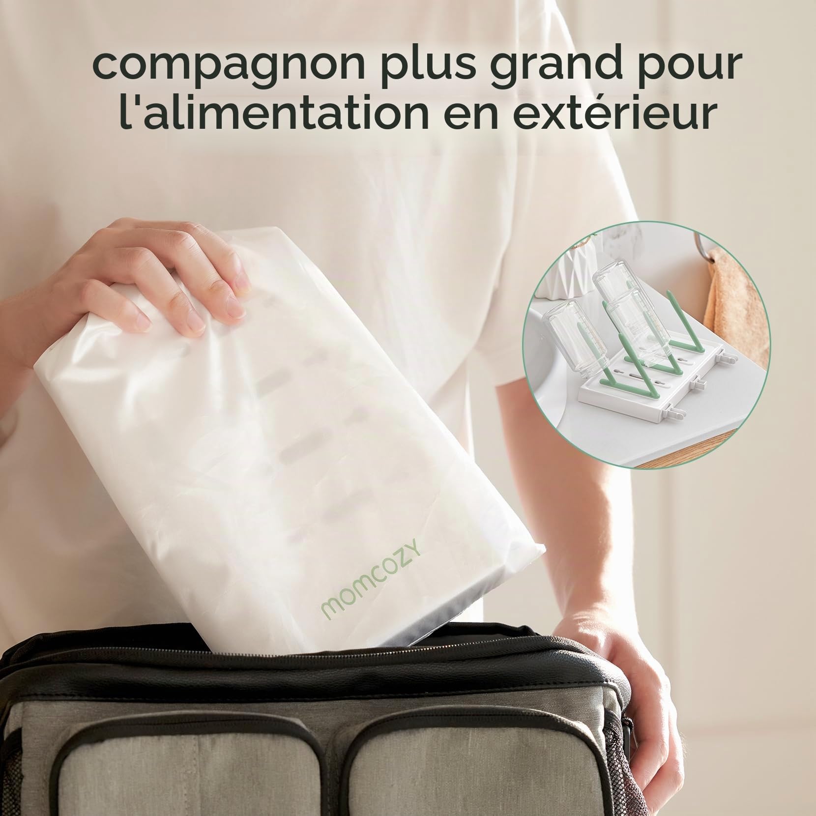 Momcozy LS005 Goupillon Biberon & Égouttoir Vertical pour Biberons