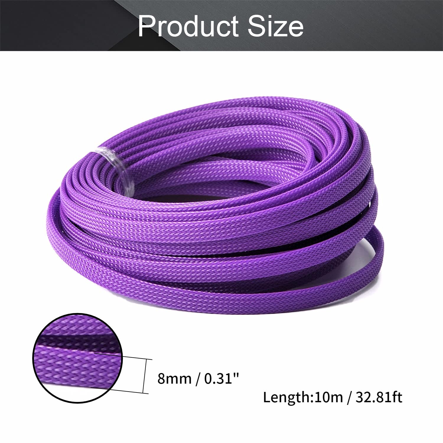 Othmro 32.8ft Length PET Flexible Braided Cable Sleeves 0.31in Width Wire Loom Sleeving and Organizers Flexible Wire Mesh Sleeves for TV Audio PC Computer Cords from Pet Chewing Purple