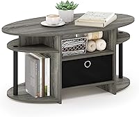 Vista 1 de Furinno Jaya - Mesa auxiliar ovalada, roble francés gris/negro/negro