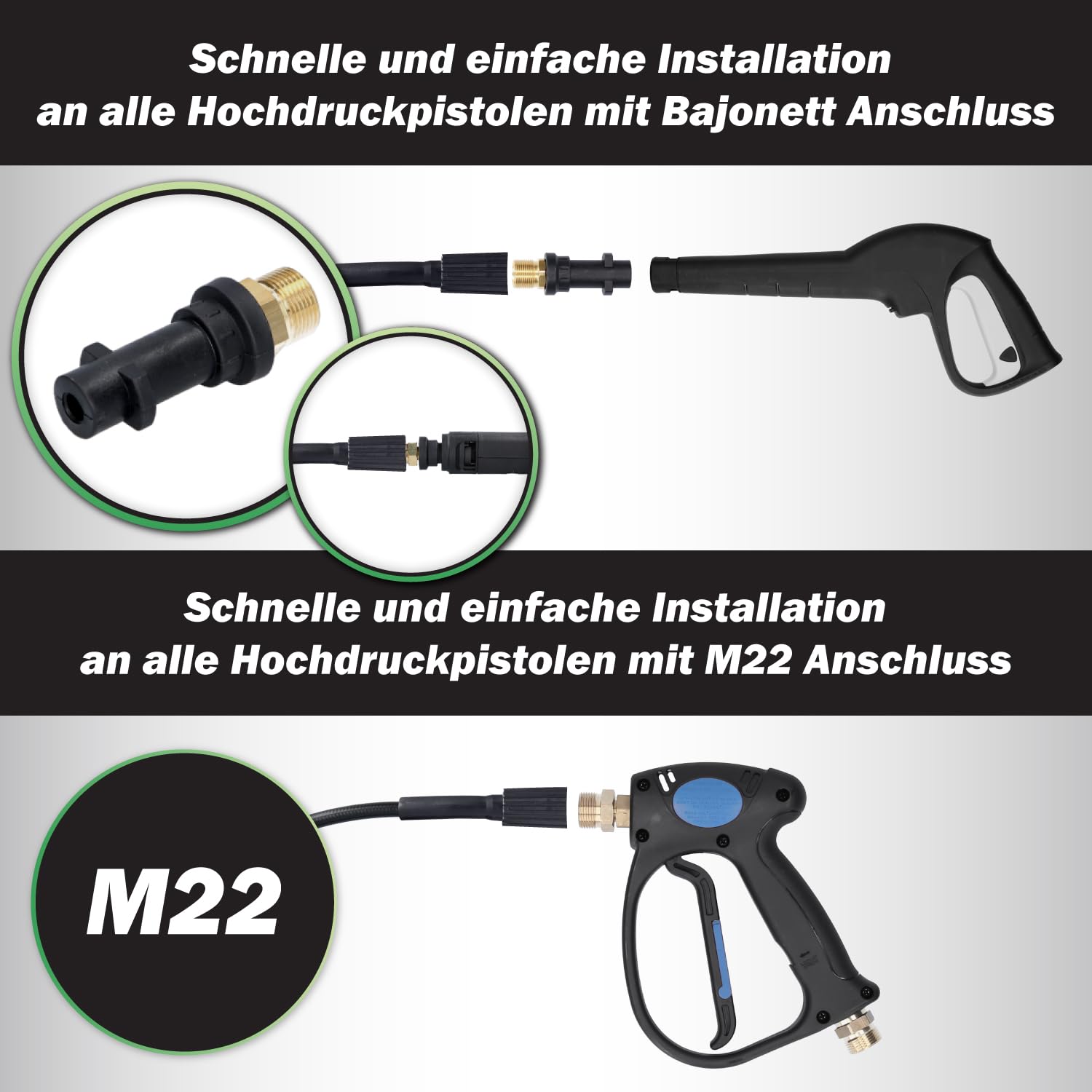 McFilter Universal Rohrreinigungsschlauch Set 15m 200 bar kompatibel mit Kärcher K2 K3 K4 K5 K6 K7