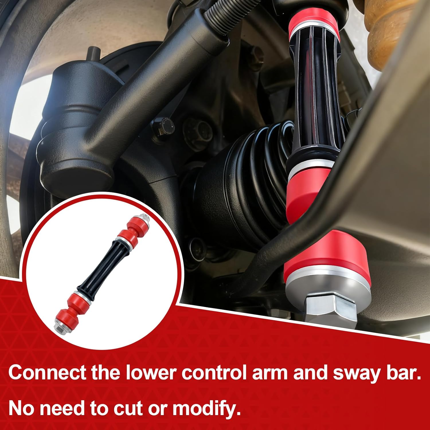 K700432 K700538 K200222 Front Sway Bar Links with Red Bushings,Stabilizer End Links Compatible with Silverado, Sierra 2004-2018, for Cadillac Escalade, for Chevy Tahoe, for GMC Yukon 2004-2019