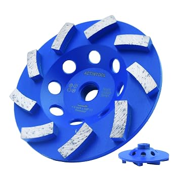 4.5 in. x 5/8-11 in. Threaded Arbor 9 Segments Diamond Turbo Cup Wheel for Stone Concrete Masonry 5/8"-11 Threaded