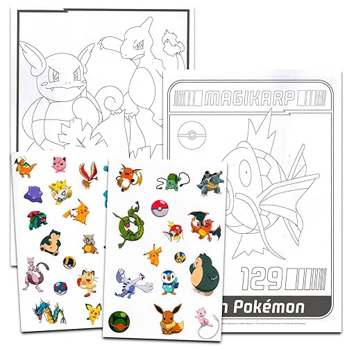 Miniatura 2 de Paquete de tatuajes temporales de Pokémon, paquete con 35 tatuajes de Pokémon y libro para colorear de Pokémon más tarjetas de Pokémon  Suministros