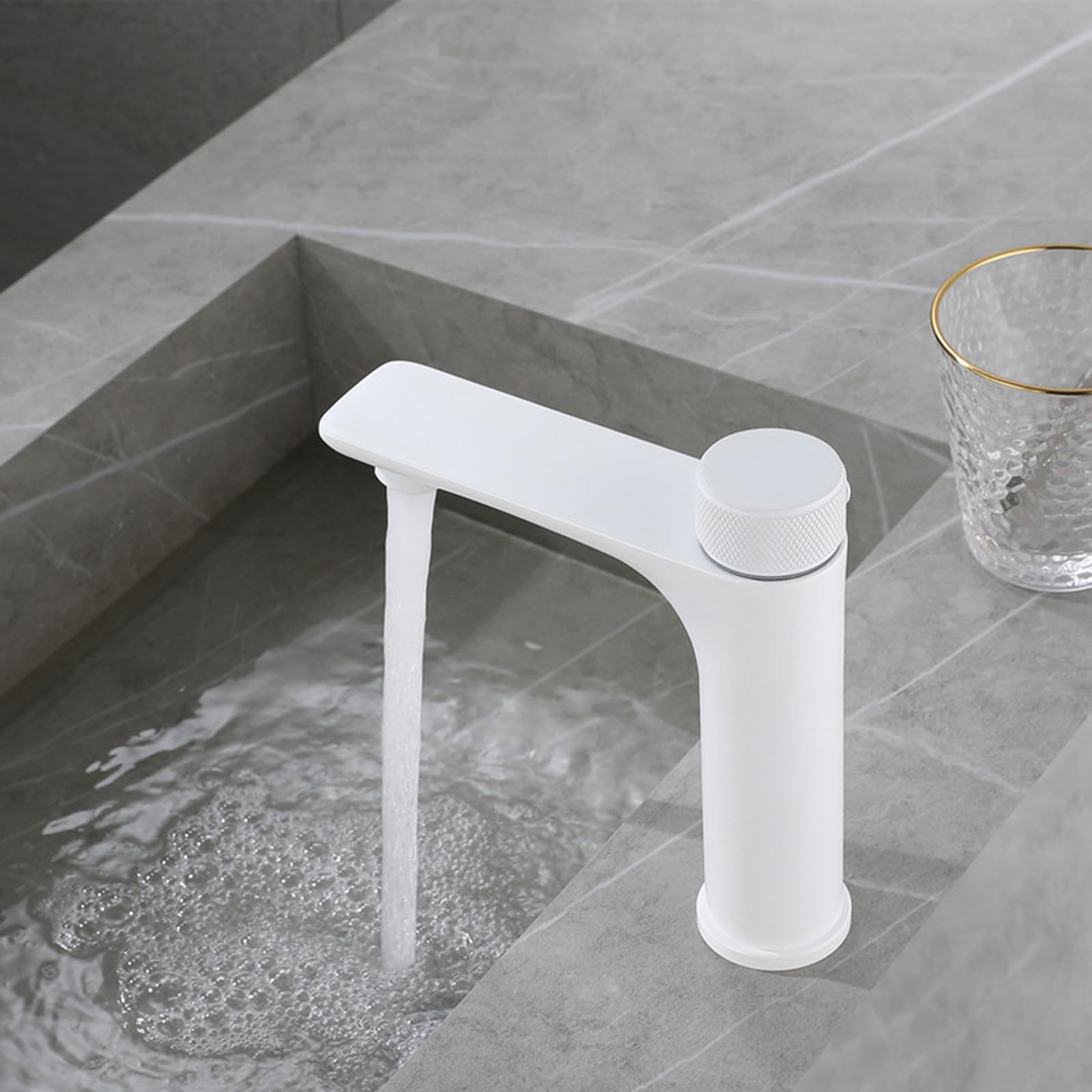 Grifo de Lavabo con Sensor Infrarrojo Blanco Grifo de Lavabo Automático Monomando con Sensor Y Pilas. Grifo Del Fregadero Baño Cocina