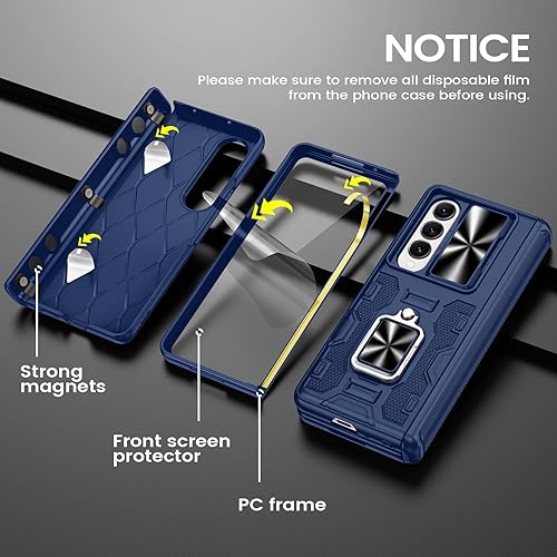Miniatura 9 de VEGO Funda para Galaxy Z Fold 4 con soporte, protección de bisagra y funda de clip para cinturón, protector de pantalla frontal y cubierta de cámara
