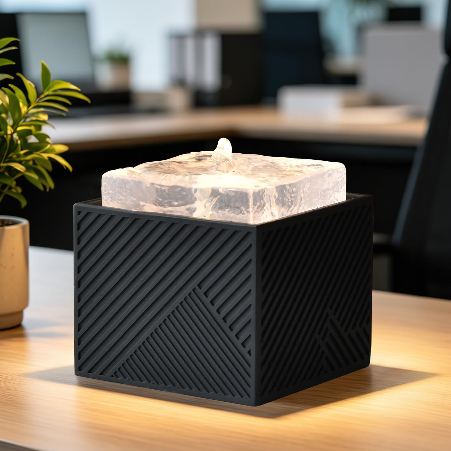 Tabletop Water Fountain - Desktop Waterfall Fountains Humidifier Indoor Home Decoration for Office, Living Room, or Bedroom