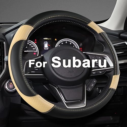 Miniatura 5 de GIANT PANDA Cubierta de volante auto personalizada para Subaru Forester, cubierta del volante del coche para Subaru Outback y Crosstrek - Negro+Rojo
