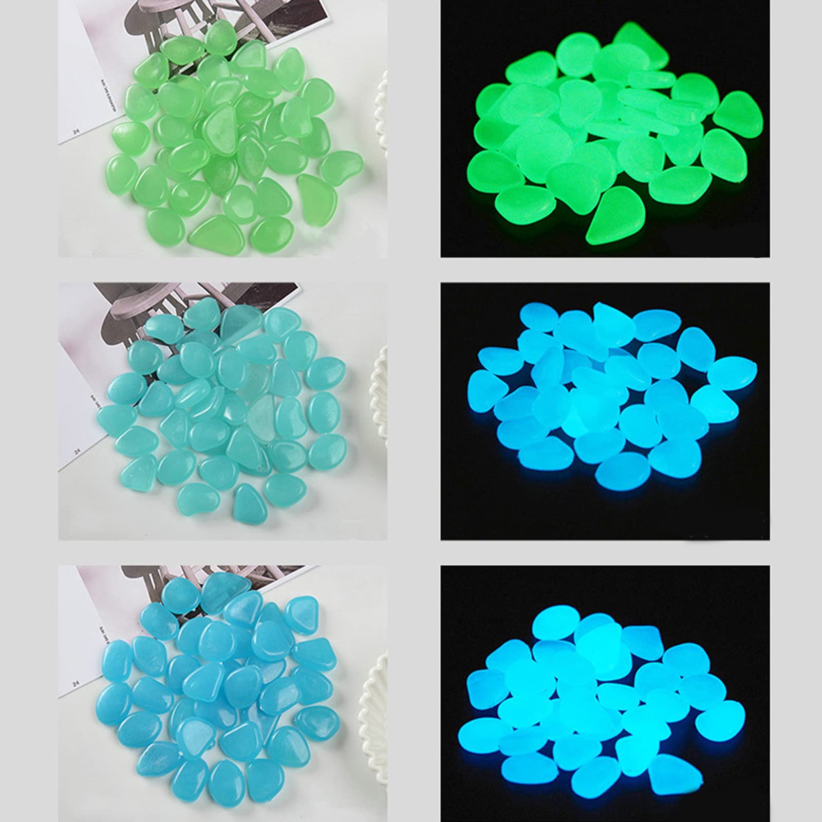300 Ciottoli Luminosi Multicolore Per Esterno - Assorbono Luce E Brillano Al Buio, Per Giardino, Acquario - Foto 5