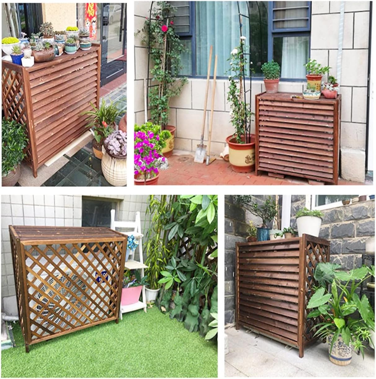 Decorative Air Conditioner Unit Cover Wooden Air Conditioning Privacy