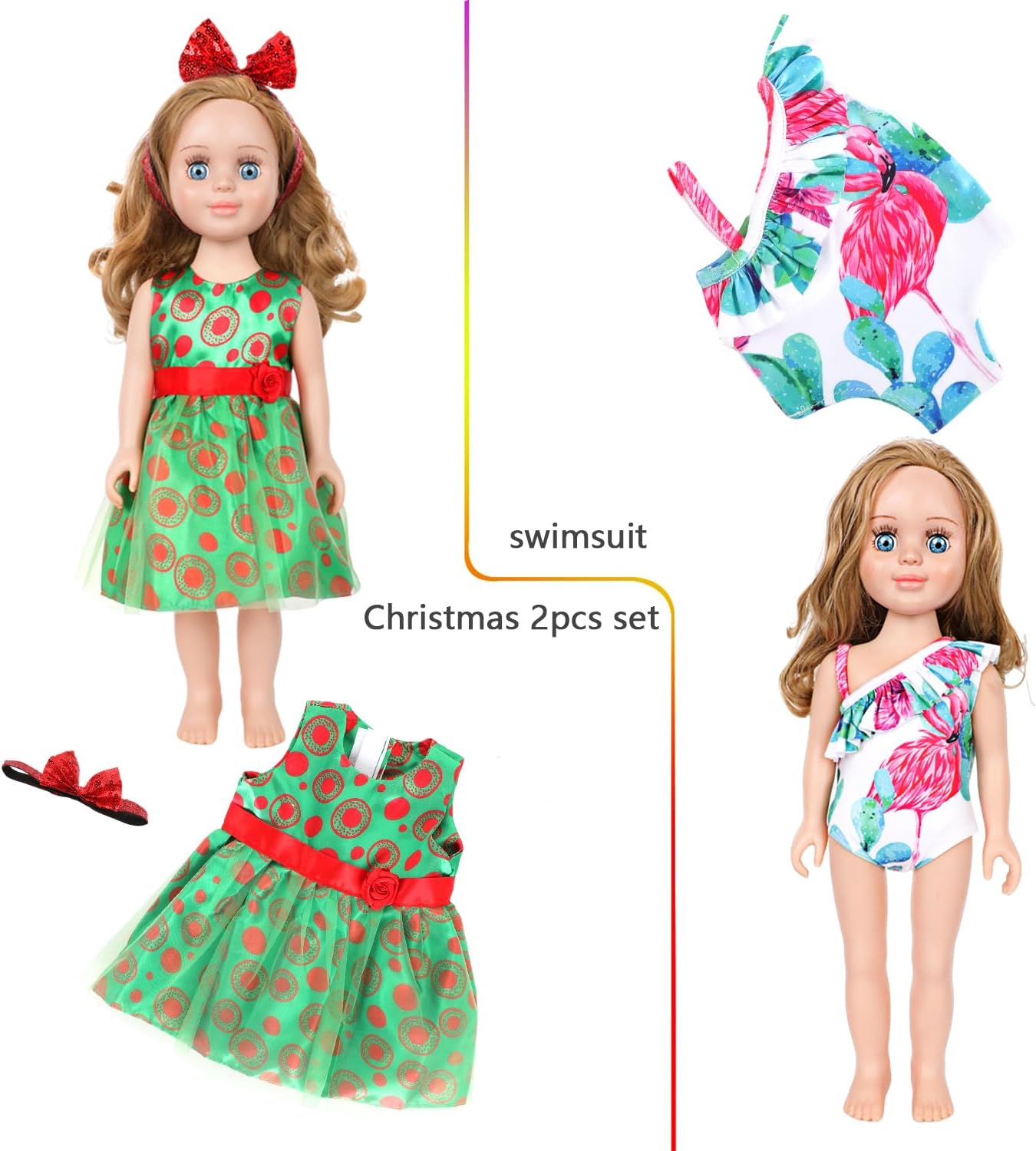 MSYO 10Pcs Doll Clothes and Accessories for 16-18 Inch Girl Dolls,Handmade Fashion Outfits with Dresses,Tops,Pants,Swimsuit,Hat,Headband,Casual & Party Styles,Birthday for Kids Age 3+