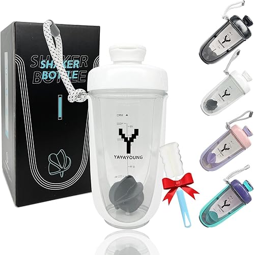 YAYAYOUNG Botella mezcladora de proteínas, botella agitadora de 16 onzas16.9 fl oz con bola agitadora de proteínas, vaso para batidos de proteínas,
