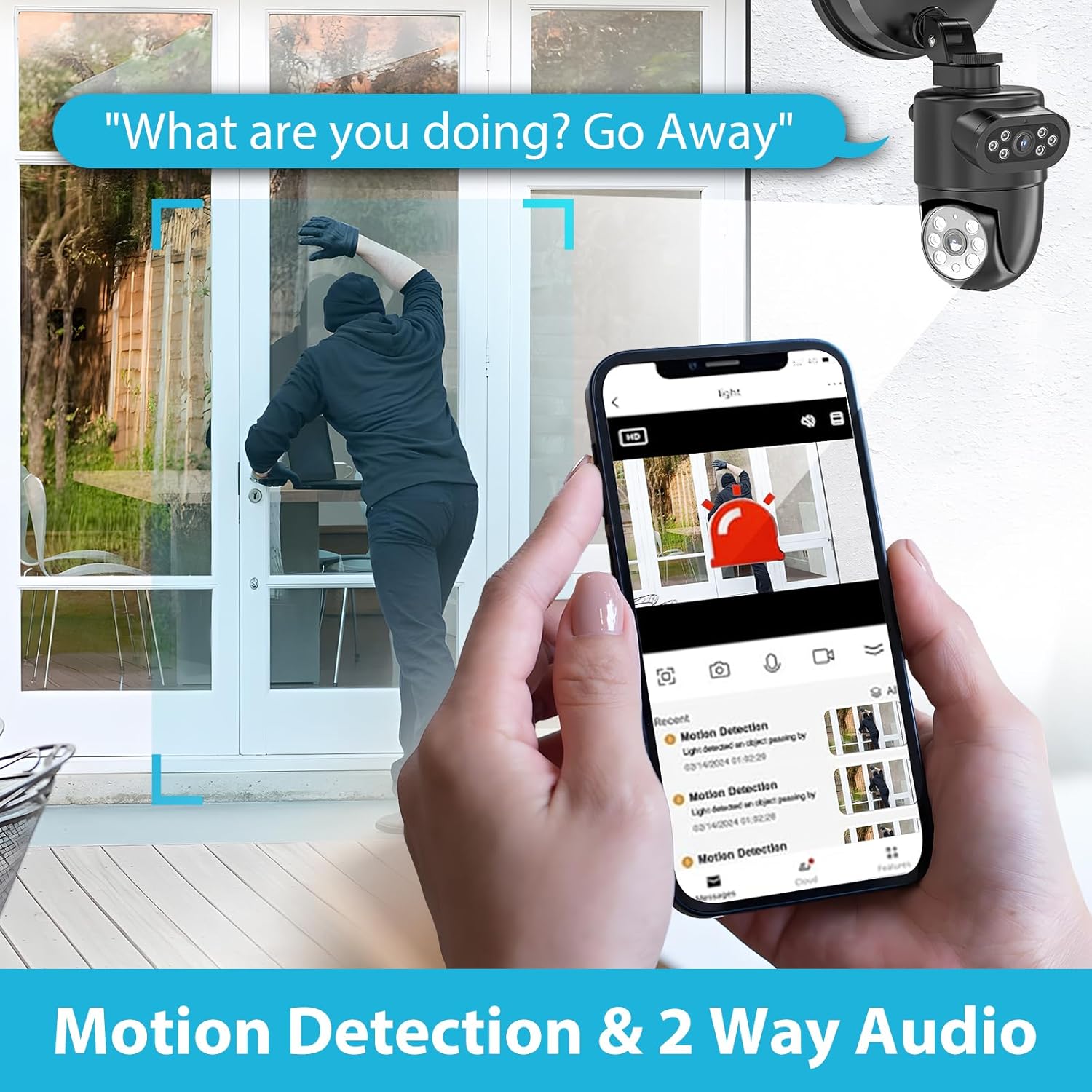 Olafus 2K Dual Lens Security Camera Outdoor, 360° Auto Tracking, 5500LM Floodlight, Color Night Vision, Motion Detection, 2-Way Audio, Alexa/Google Home, 2.4G WiFi Flood Light Camera Outdoor Wired Olafus 2K Dual Lens Security Camera Outdoor, 360° Auto Tracking, 5500LM Floodlight, Color Night Vision, Motion Detection, 2-Way Audio, Alexa/Google Home, 2.4G WiFi Flood Light Camera Outdoor Wired