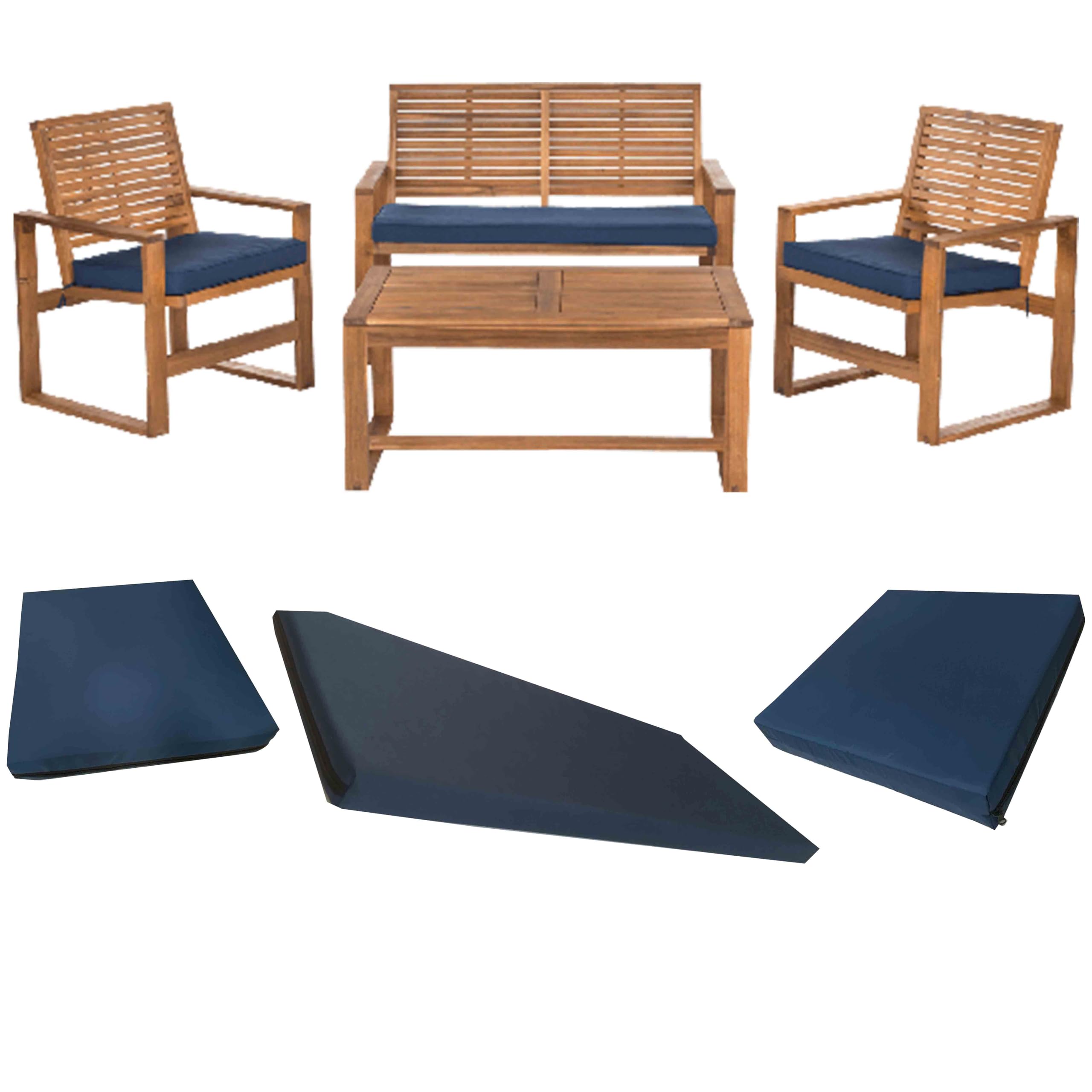 GRIZZLY FOAM Waterproof Replacement Cushion Set for Rattan Chairs 3pc Outdoor Indoor Garden Furniture Removeable Zipped Cover Ask Any Customize Size (Navy Blue, 18x42x2inch 16x16x2inch) — image 1