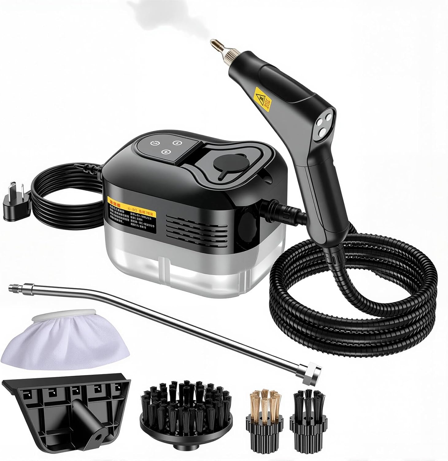Aless 2500w Handheld High-Temperature Pressurized Steam Cleaner, 6 Adjustable Levels Window Steam Cleaner, 15s Fast Heat-Up, 4.5BAR High-Pressure, for Kitchen, Bathroom, Windows, Car (Black)