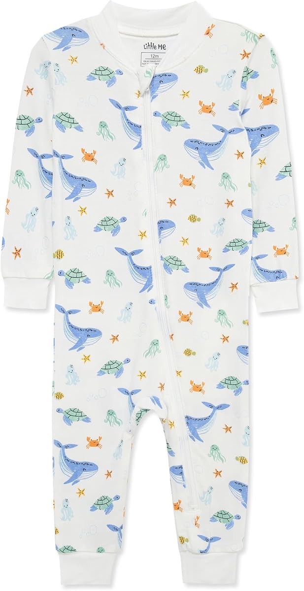Little Me Clothes for Baby Boys' Zip Front Pajama Footie, 12-24 Months
